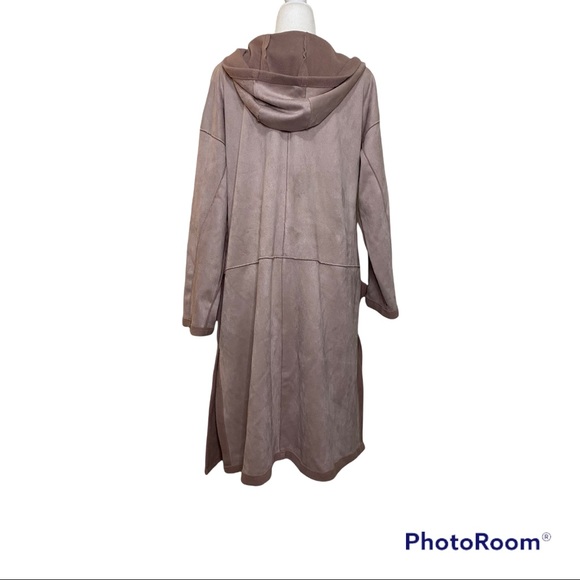 B New York Faux Suede Oversized Hooded Coat in Dusty Blush Size Medium NWT - Picture 8 of 11